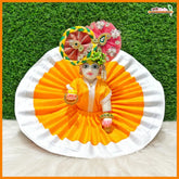Coton Plain Orange & White Laddu Gopal Poshak